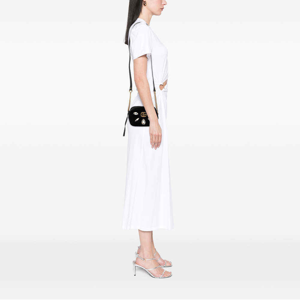 Pre-Loved Gucci Mini GG Marmont Crystal Embellished Matelasse Velvet Crossbody - Picture 7 of 7
